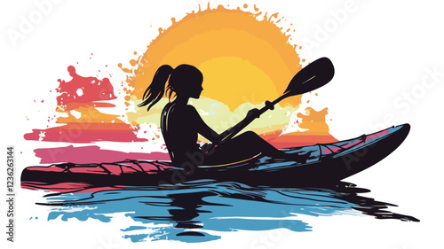 Kayaking and Rafting silhouette. water sport, race, transport concept. different action, pose. monochrome vector illustration.