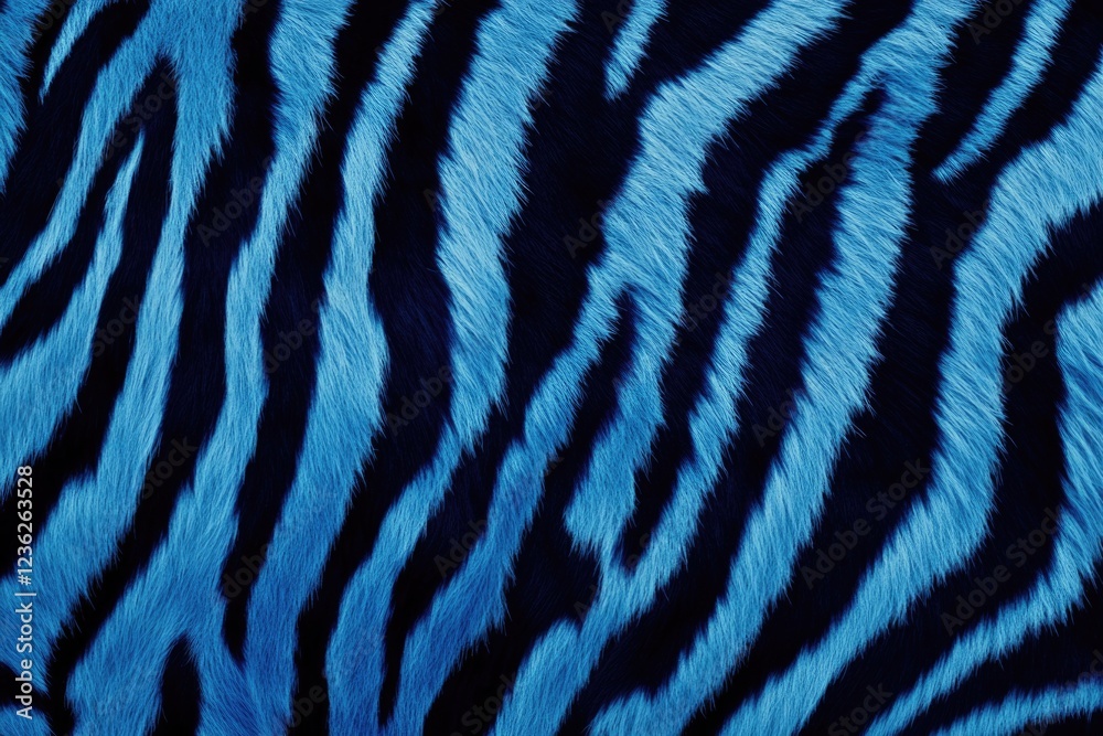 Close-up view of a blue and white zebra print textile, designed to mimic the unique look of tiger skin. Perfect for fashionable garments or home decor. Close-up view of a blue and white zebra print textile, designed to mimic the unique look of tiger skin. Perfect for fashionable garments or home decor.