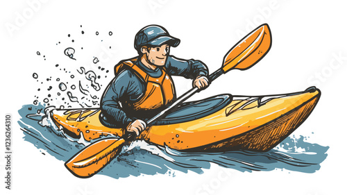 Kayaking and Rafting silhouette. water sport, race, transport concept. different action, pose. monochrome vector illustration.