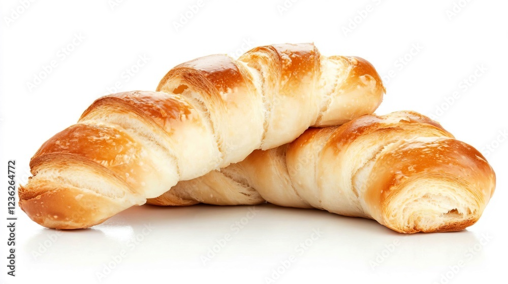 Freshly Baked Golden Croissants on a White Background Freshly Baked Golden Croissants on a White Background