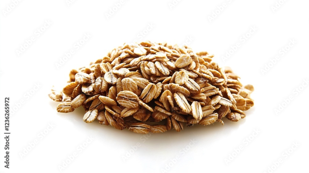 Pile of Rolled Oats on a White Background for Healthy Nutrition Pile of Rolled Oats on a White Background for Healthy Nutrition