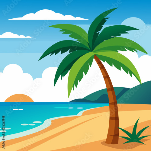 tropical island with trees