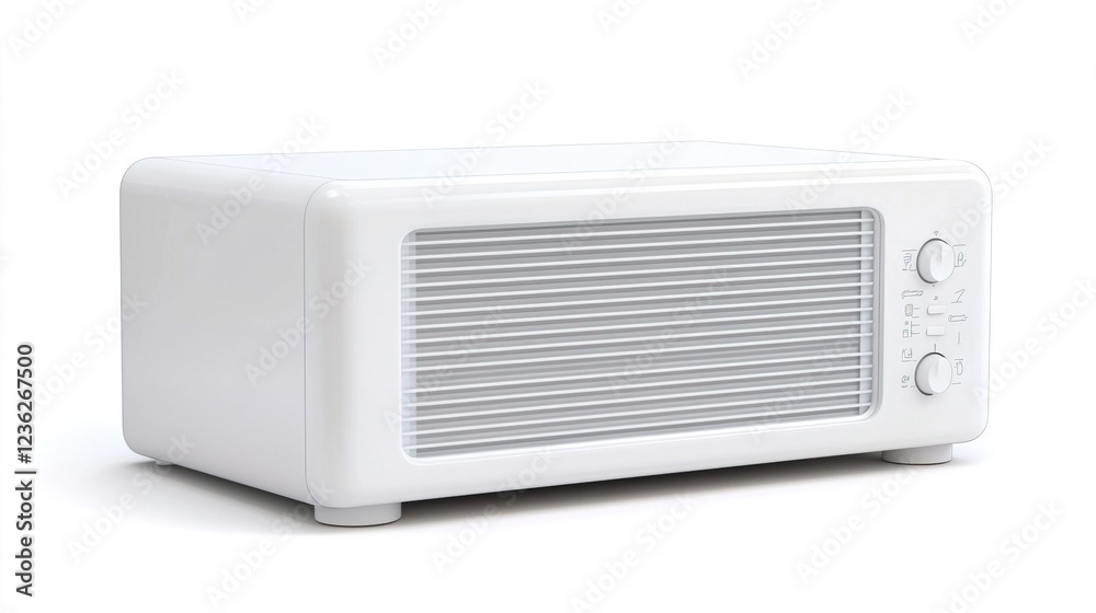 Stylish White Retro Radio on Isolated Background for Vintage Design Stylish White Retro Radio on Isolated Background for Vintage Design