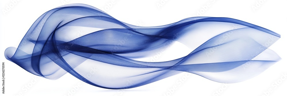 Naklejka premium Abstract Blue Wave, Digital Art on a White Background, Flowing, Dynamic Lines, Fluid Shape Design