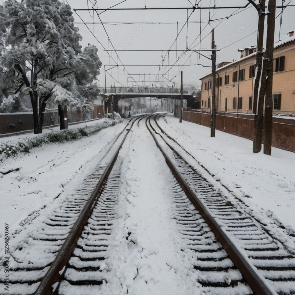 Fototapeta premium railway in the winter