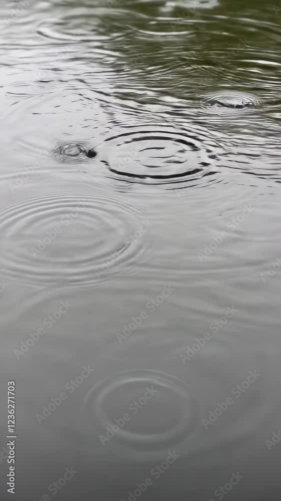Mystical Rain Drops Creating Ripples and Rings on Water Surface in Slow Motion Mystical Rain Drops Creating Ripples and Rings on Water Surface in Slow Motion