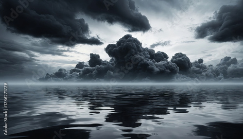 Mystical Drift Abstract Black Clouds in Water