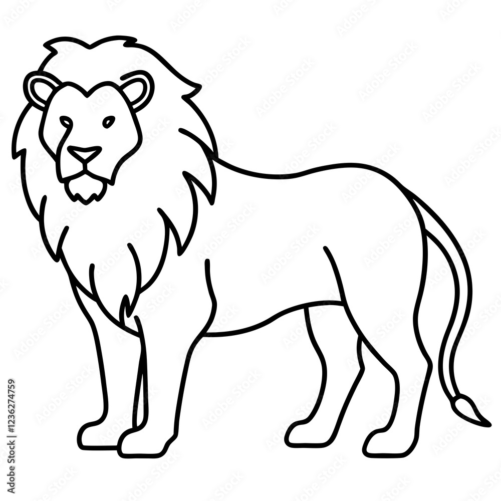 One-Line Lion Vector Illustration One-Line Lion Vector Illustration