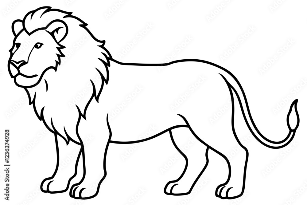 One-Line Lion Vector Illustration One-Line Lion Vector Illustration