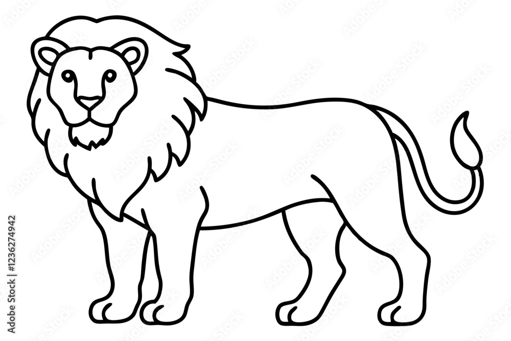 One-Line Lion Vector Illustration One-Line Lion Vector Illustration