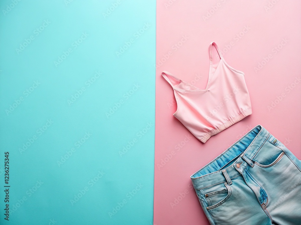 Pastel Color Flat Lay Background Texture in Pink and Blue Pastel Color Flat Lay Background Texture in Pink and Blue