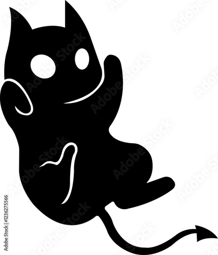 Funny cat icon.Collection of silhouette of funny cats in different poses. Vector illustration isolated on white background. Drawing with children.Halloween damn kittens.Cat is misbehaving and playing.