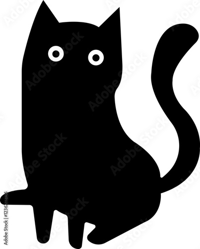 Funny cat icon.Collection of silhouette of funny cats in different poses. Vector illustration isolated on white background. Drawing with children.Halloween damn kittens.Cat is misbehaving and playing.