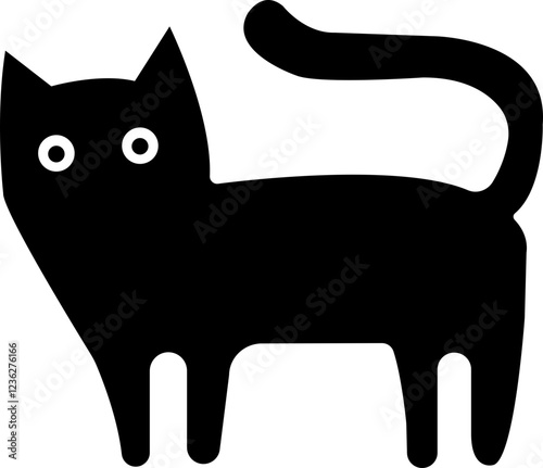 Funny cat icon.Collection of silhouette of funny cats in different poses. Vector illustration isolated on white background. Drawing with children.Halloween damn kittens.Cat is misbehaving and playing.