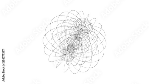 Vector sci-fi white sphere with particles and lines. Concept network connection. Frame sphere. Abstract technology background.