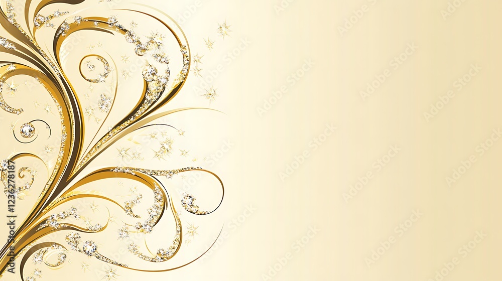 Golden Diamond Floral Design Elegant Background Golden Diamond Floral Design Elegant Background