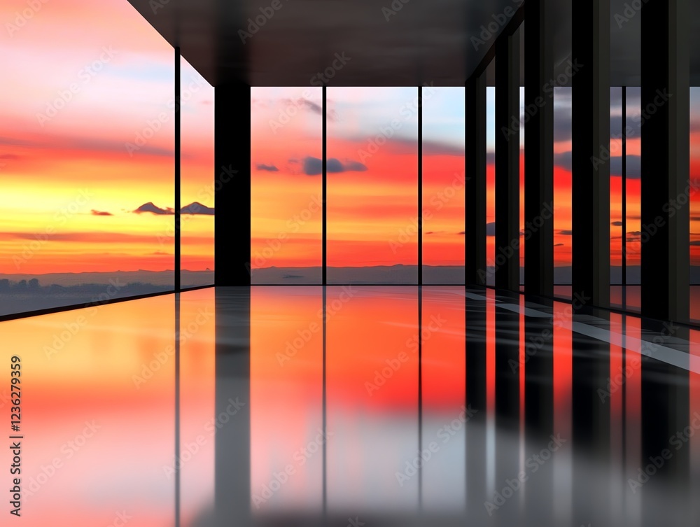 Fototapeta premium Modern skyscraper window, business district reflection, 3D illustration