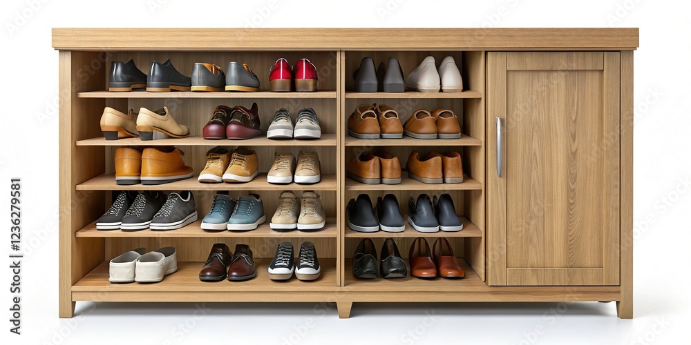 Shoe Cabinet Isolated on White Background with Copy Space Shoe Cabinet Isolated on White Background with Copy Space
