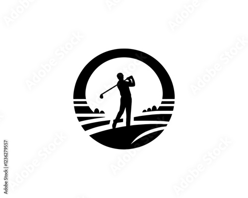 golf silhouette logo design icon. Black color golf logo template