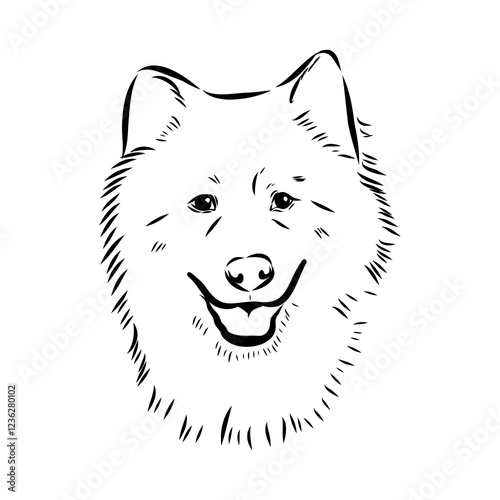 Illustration, outline. Thai bangkaew dog silhouette. sitting position from behind