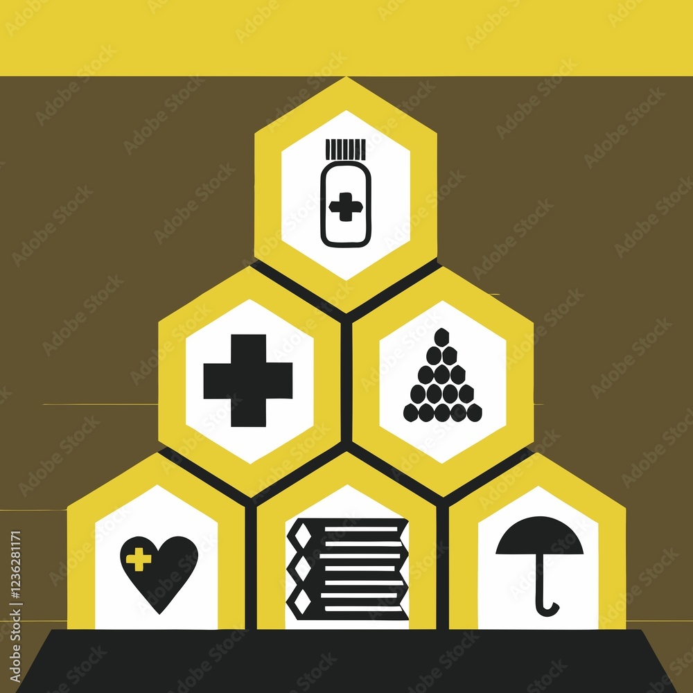 Health insurance and medical care concept. A set of wooden blocks displaying health-related icons, medical care, health insurance, and medication. healthcare services, protection, insurance coverage, Health insurance and medical care concept. A set of wooden blocks displaying health-related icons, medical care, health insurance, and medication. healthcare services, protection, insurance coverage,