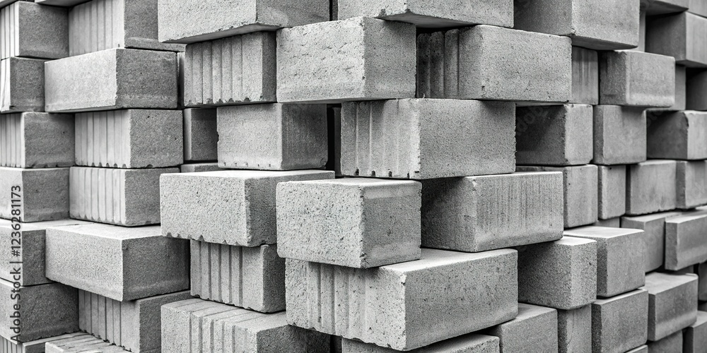 Stacked Concrete Blocks in Monochrome Stacked Concrete Blocks in Monochrome