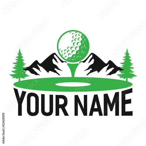 Simple Mountain and Golf Logo vector
