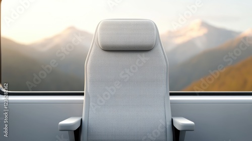 Luxurious High Speed Train with Sleek Interior Design and Panoramic Mountain Views Offering Comfort Efficiency and Relaxation for Business or Leisure Travelers