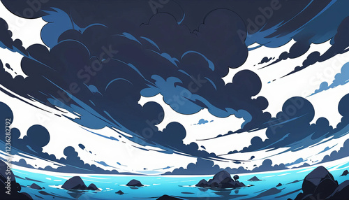 Mystical Drift Abstract Black Clouds in Water