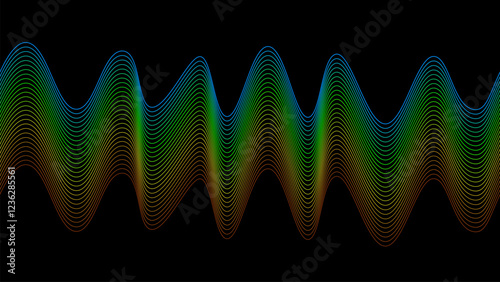 Abstract colors wave with lines. Digital frequency track equalizer. Vector illustration dynamic music wave. Technology sound.