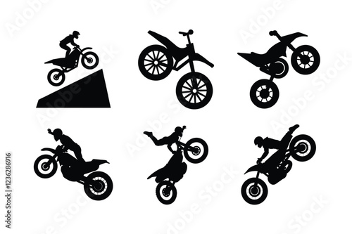 Freestyle motocross stunt silhouettes