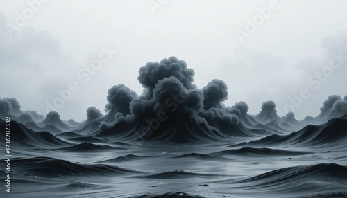 Mystical Drift Abstract Black Clouds in Water