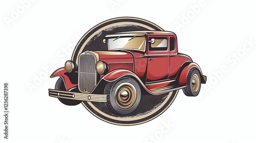 Illustration of a red vintage car.