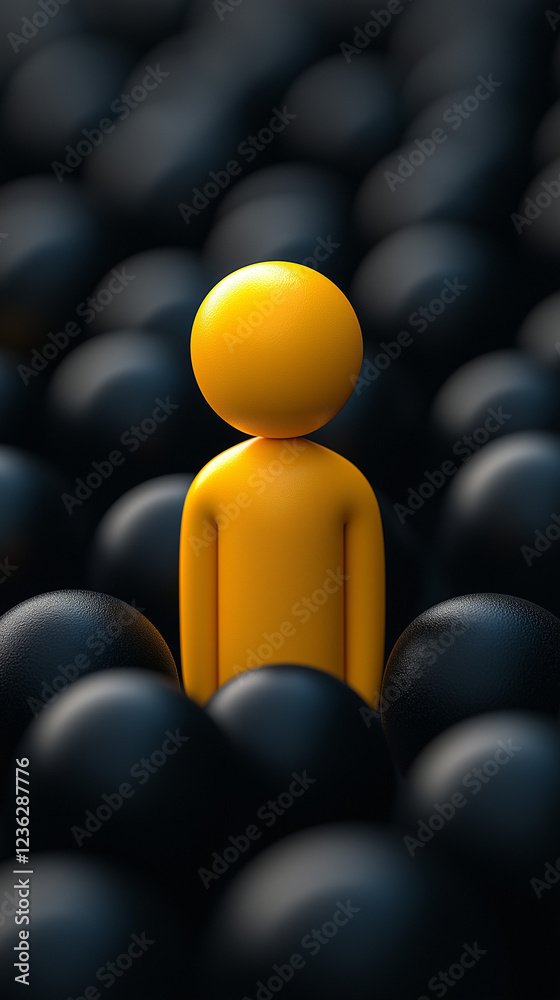 Fototapeta premium Unique personality concept with yellow or unique focus concept within another concept