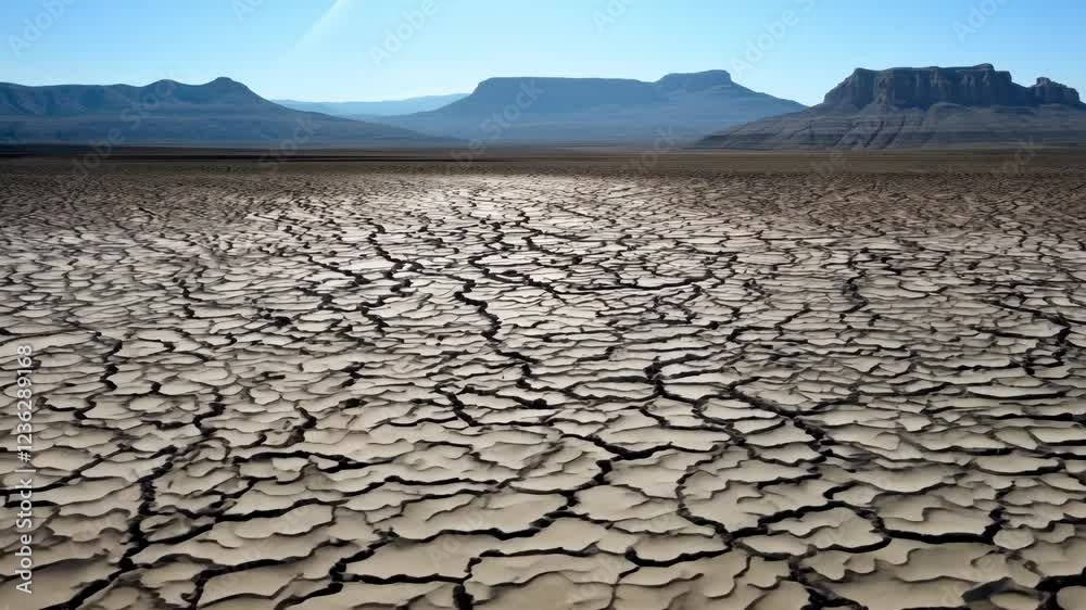 Cracked desert land with tumbleweed. Water problems, global warming, drought, water shortage in the world, health problems, poverty and misery in countries. Climate change: from friendship to green gr Cracked desert land with tumbleweed. Water problems, global warming, drought, water shortage in the world, health problems, poverty and misery in countries. Climate change: from friendship to green gr