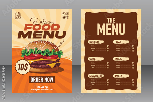 A4 Size Burger Food Menu Poster or Flyer For Restaurant and Marketing Purposes, Food Flyer, Food Poster, Food Banner, Restaurant Poster, Restaurant Banner, Restaurant Flyer