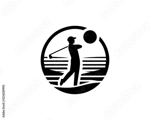 golf silhouette logo design icon. Black color golf logo template