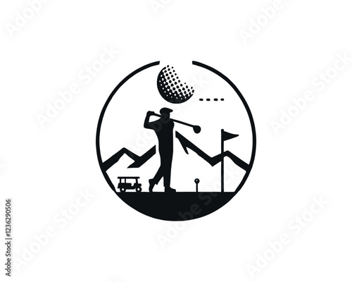 golf silhouette logo design icon. Black color golf logo template