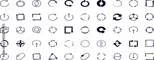 Circle arrows. Circular process, rotate infographic element. Round step loop, sync loading arrow symbol. Rotation option editable stroke vector recycle refresh signs.