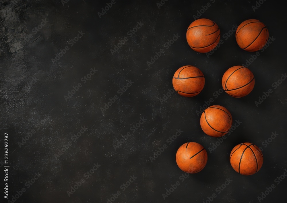 Fototapeta premium Basketball Balls Arranged on a Dark Background