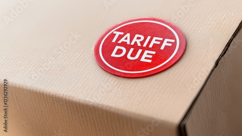 A close-up of a package with a red sticker reading 