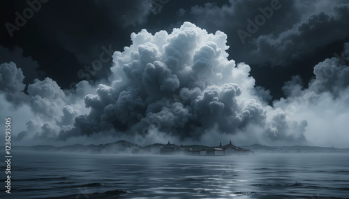 Mystical Drift Abstract Black Clouds in Water