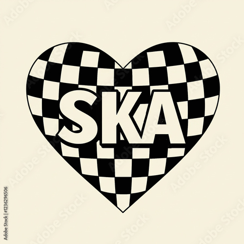 Ska Heart Checkerboard Pattern in Black and White -Lovers of Ska Music