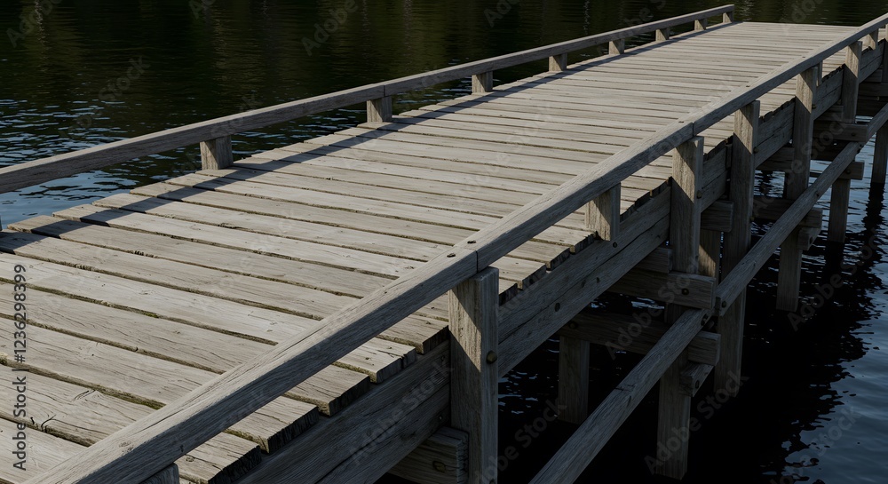 Rustic Wooden Bridge Over Calm Water Landscape Rustic Wooden Bridge Over Calm Water Landscape