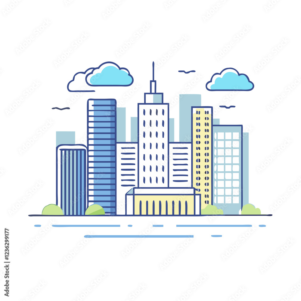 Naklejka premium city skyline icon, city skyline vector illustration-simple illustration of city skyline, perfect for city skyline logos and icons