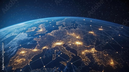 Fototapeta Naklejka Na Ścianę i Meble -  Global network connections over planet Earth.