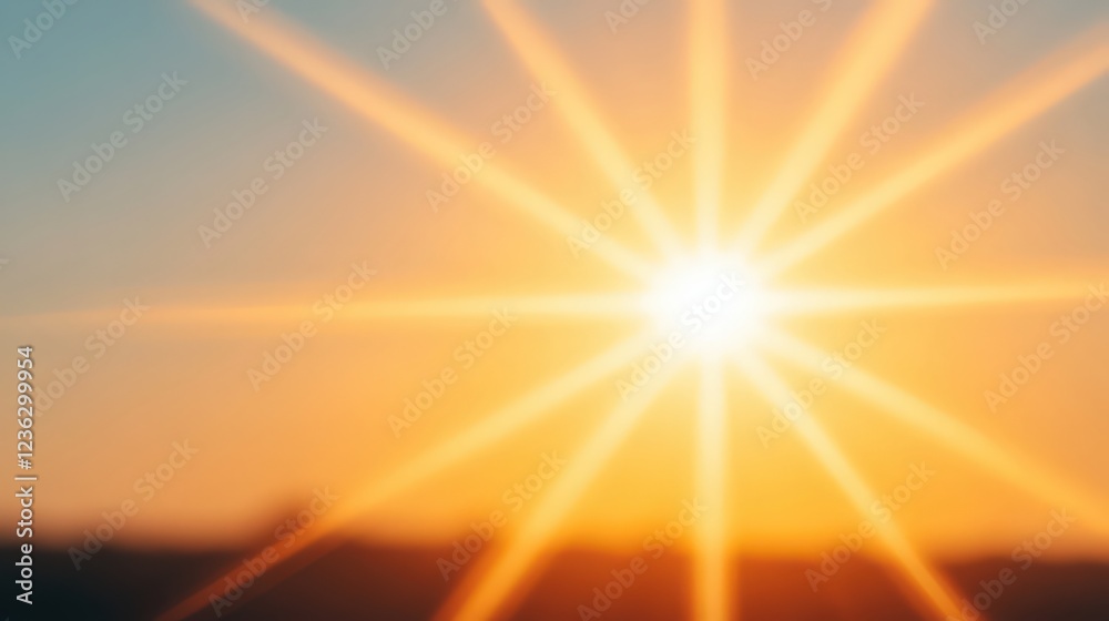 Obraz premium A bright sun is shining through the trees, casting a warm glow on the landscape