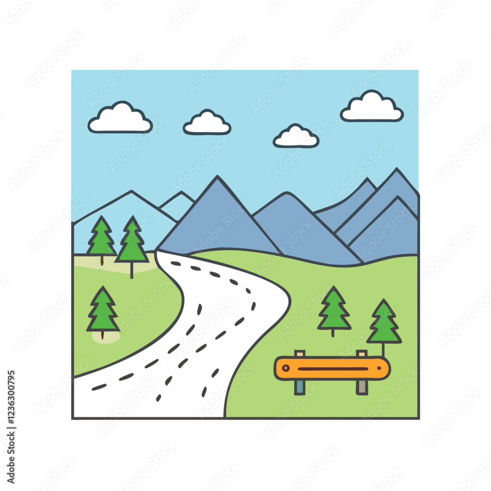 Naklejka premium road through landscape icon, road through landscape vector illustration-simple illustration of road through landscape, perfect for road through landscape logos and icons