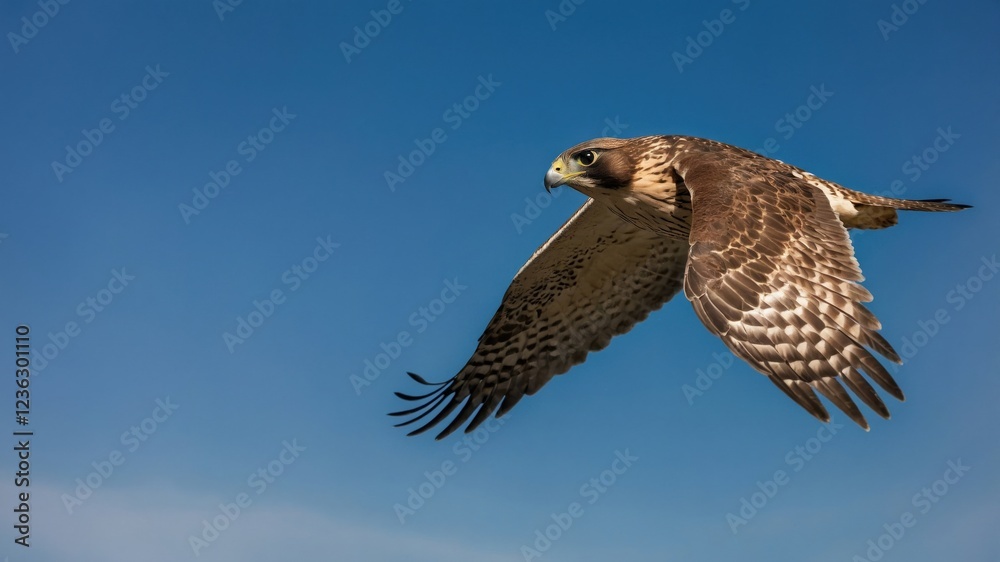 Fototapeta premium Majestic Peregrine Falcon in Flight,Blue Sky