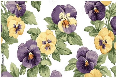 2020s Pansy Vibrant purple and yellow blooms wit 1